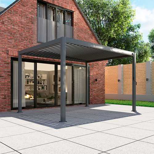 Titan Square Aluminium Pergola in Graphite Grey - Free Standing