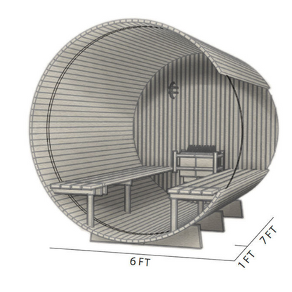 Red Cedar Barrel Sauna Canopy  5-6 Persons 7+1ft