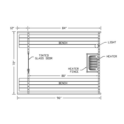 Red Cedar Barrel Sauna Canopy  5-6 Persons 7+1ft