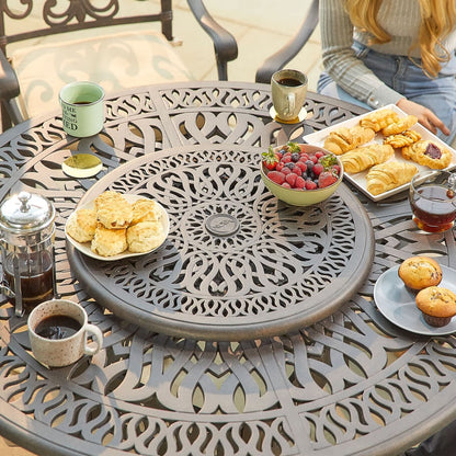 Cotswold 6 Seat Cast Aluminium Dining Set - Round Table in Aged Bronze