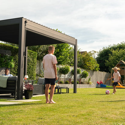 Titan Square Aluminium Pergola in Graphite Grey - Free Standing