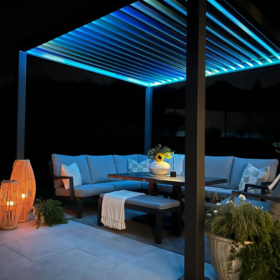 Titan Plus LED Aluminium Pergola in Graphite Grey- Free Standing