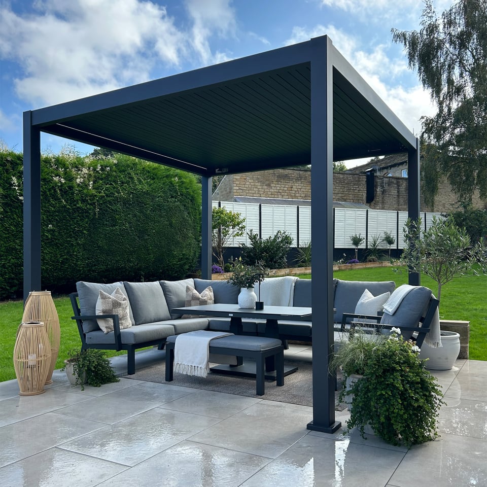 Titan Plus LED Aluminium Pergola in Graphite Grey- Free Standing