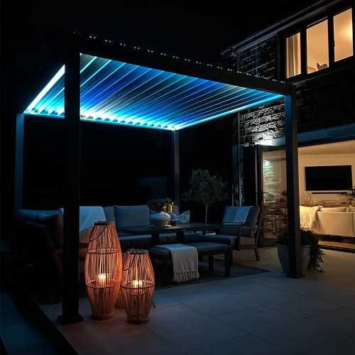 Titan Plus LED Aluminium Pergola in Graphite Grey- Free Standing