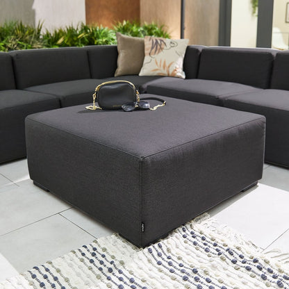 Toft All Weather Fabric Aluminium Corner Sofa Lounging Set with Footstool in Graphite Grey