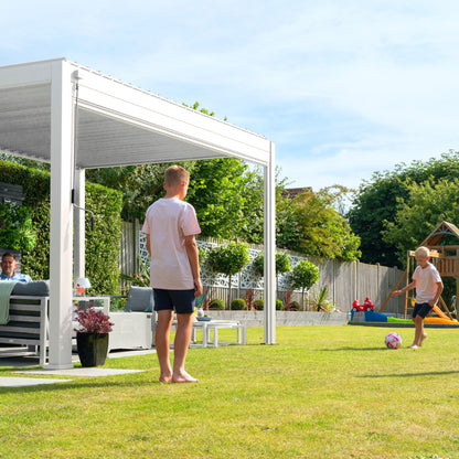 Titan Square Aluminium Pergola in Chalk White - Free Standing