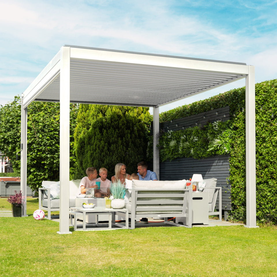 Titan Square Aluminium Pergola in Chalk White - Free Standing