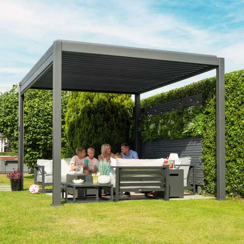 Titan Square Aluminium Pergola in Graphite Grey - Free Standing