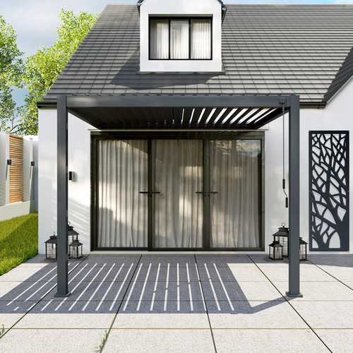 Titan Aluminium Wall Mounted Pergola in Graphite Grey