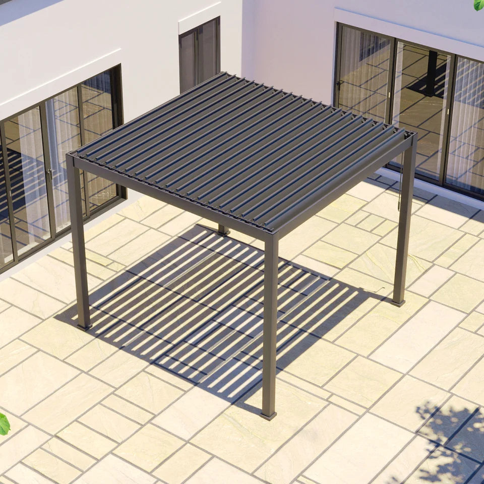 Proteus Metal Pergola in Graphite Grey - Free Standing