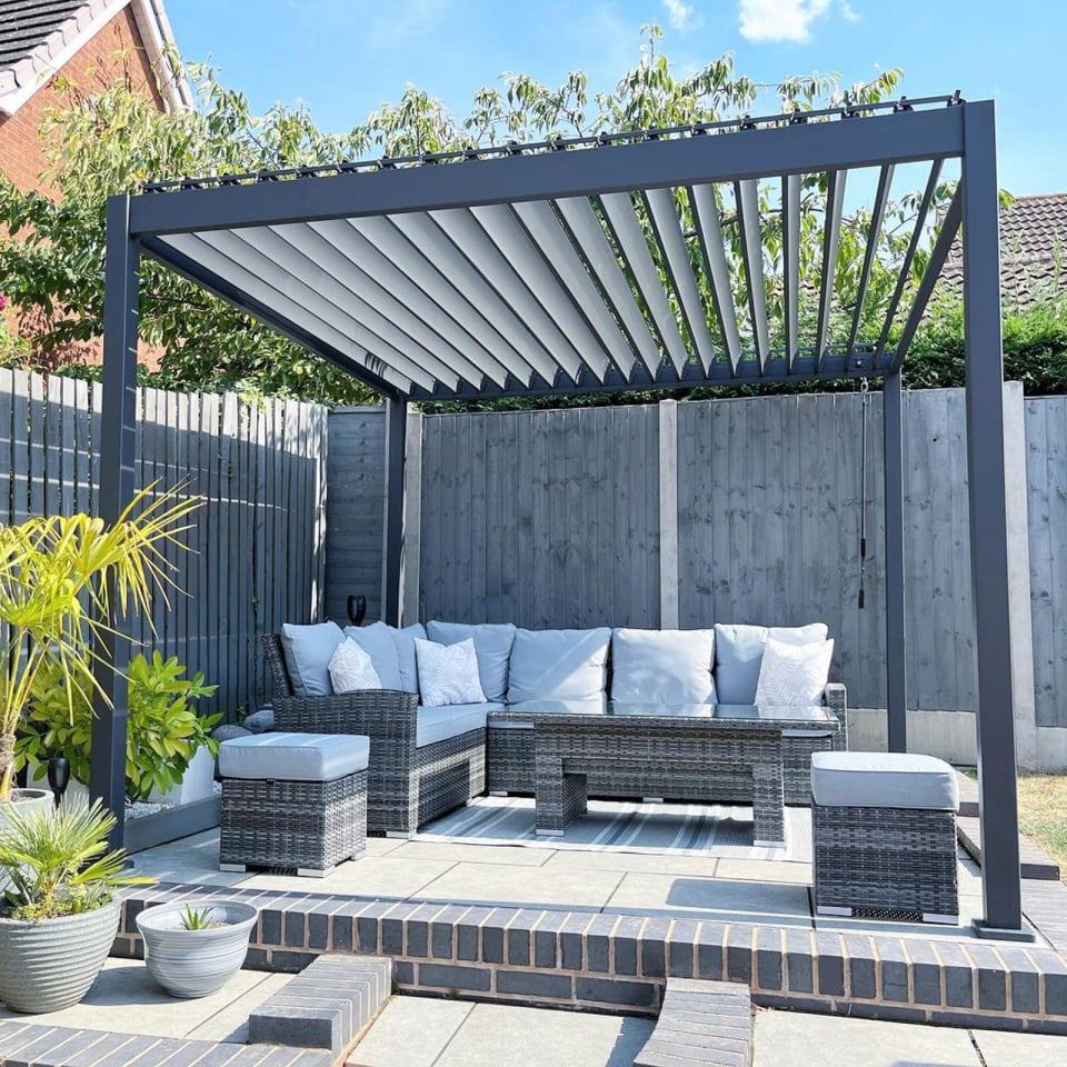 Proteus Metal Pergola in Graphite Grey - Free Standing