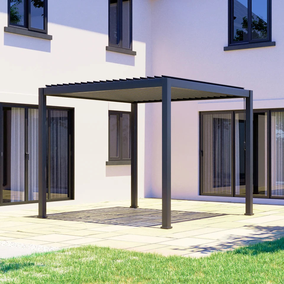 Proteus Metal Pergola in Graphite Grey - Free Standing