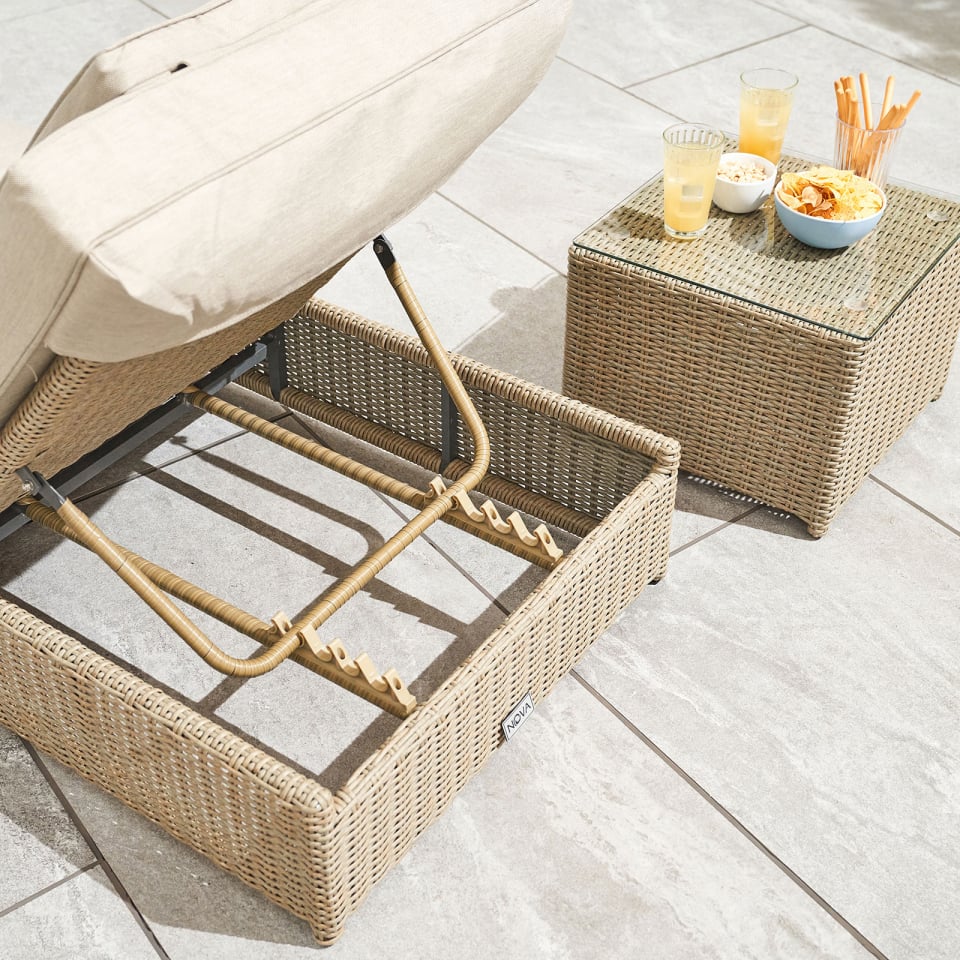 Rhodes Rattan Sun Lounger Set of 2 and Side Table