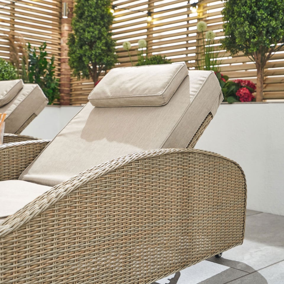 Madison Rattan Sun Lounger Set of 2 and Side Table