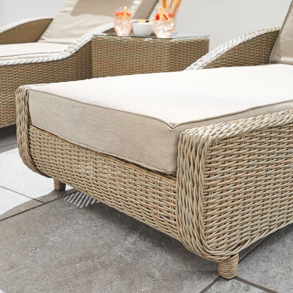 Madison Rattan Sun Lounger Set of 2 and Side Table